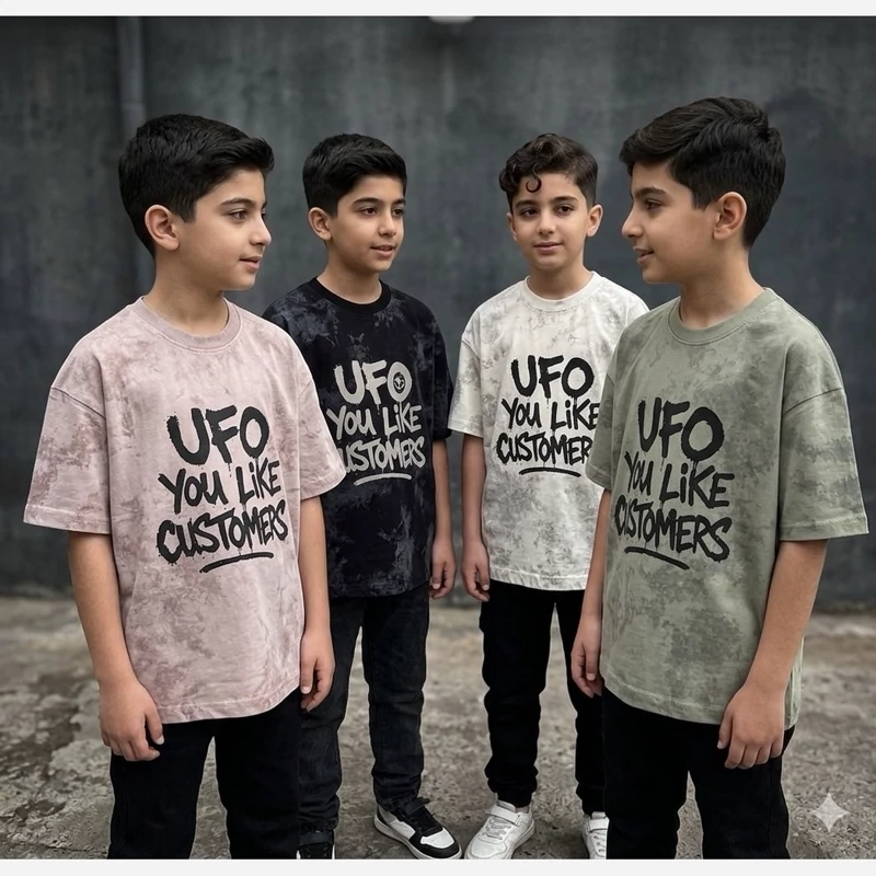 تیشرت باکسی طرح UFO (سایز 55 تا 70)